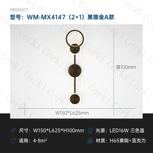 modern rotating LED wall light with three dimmed lights