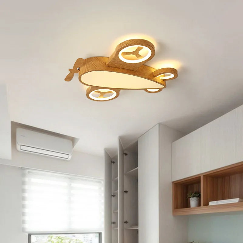 Nordic airplane ceiling light with remote control for children - vue 5 sur 10