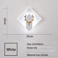Modern decorative LED wall light in iron and acrylic