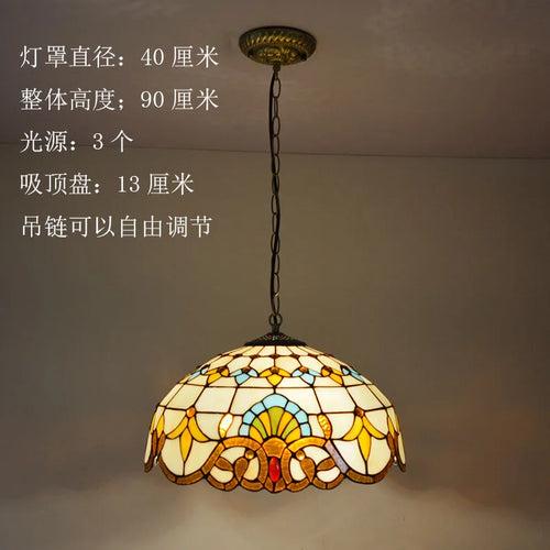 Baroque stained glass pendant light for an elegant interior - vue 15 sur 15