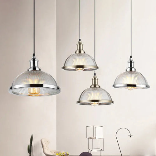 Vintage glass pendant light for dining room and office E27 - vue 2 sur 8