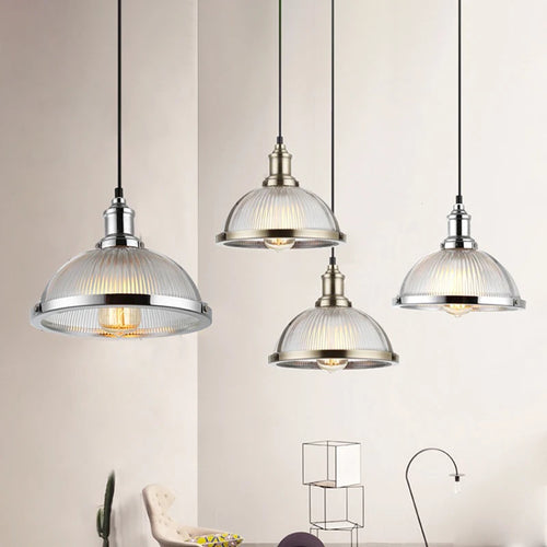 Vintage glass shade loft LED pendant light
