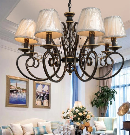 Antique iron and crystal retro nordic decorative chandelier - vue 10 sur 10