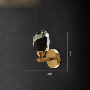 Designer black copper, gold, crystal and stone wall light