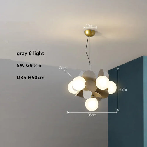 Colourful acrylic glass globe LED chandelier for children - vue 12 sur 24