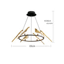 Luxury LED designer chandelier with golden magpie birds