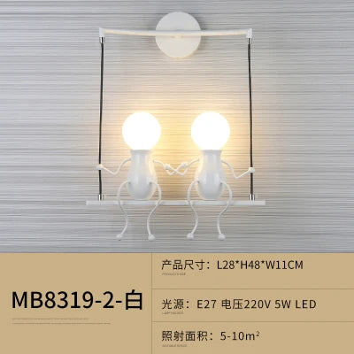 Modern iron humanoid wall light decorative indoor lamp - vue 18 sur 18
