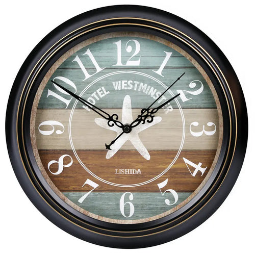 retro silent wall clock shabby chic style home decor - vue 21 sur 24