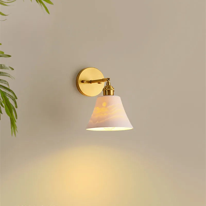 Nordic luxury ceramic and copper wall light