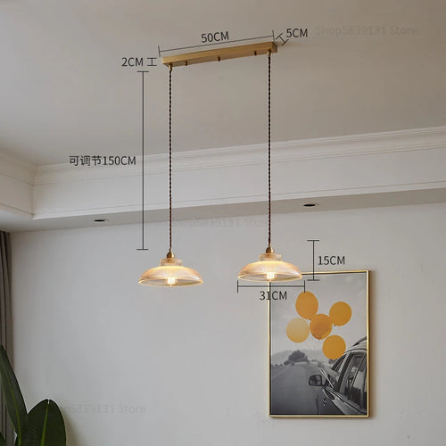 Nordic vintage striped glass pendant light - vue 11 sur 12