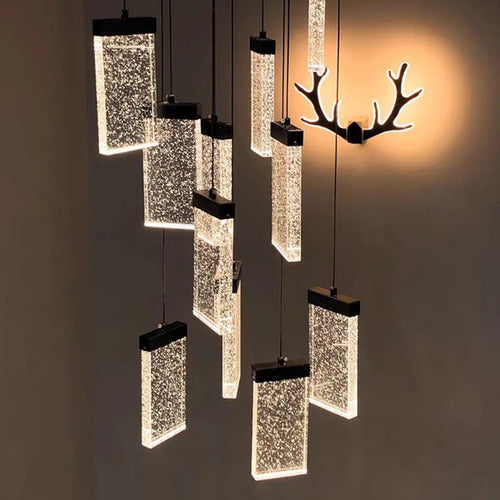 Contemporary crystal chandelier for staircases and interior decor - vue 5 sur 13