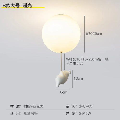 flying pig led ceiling light for children's decoration - vue 11 sur 16