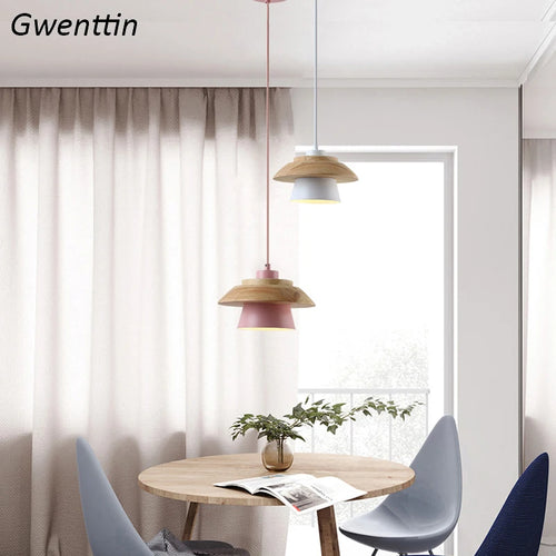 Wooden pendant light for modern lighting and decoration - vue 4 sur 11