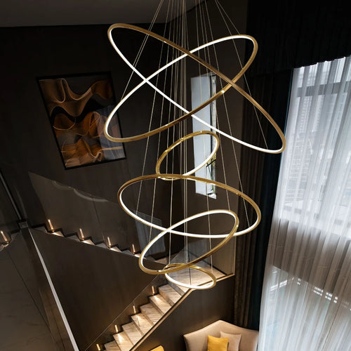 Nordic golden circle chandelier decorative indoor lighting - vue 3 sur 11