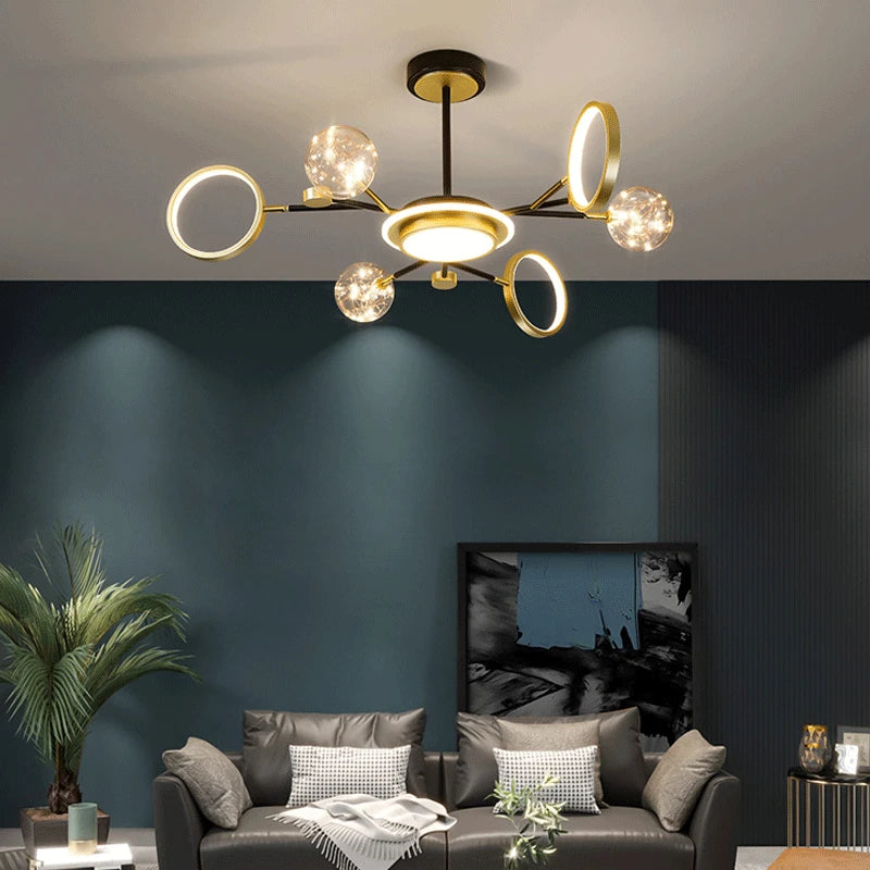 Modern Nordic iron chandelier with star lighting and creative decor