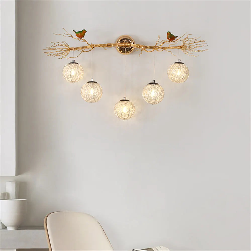 Nordic aluminium bird nest LED wall light romantic - vue 3 sur 11