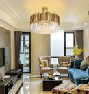 Modern crystal chandelier with large LED pendant lamp