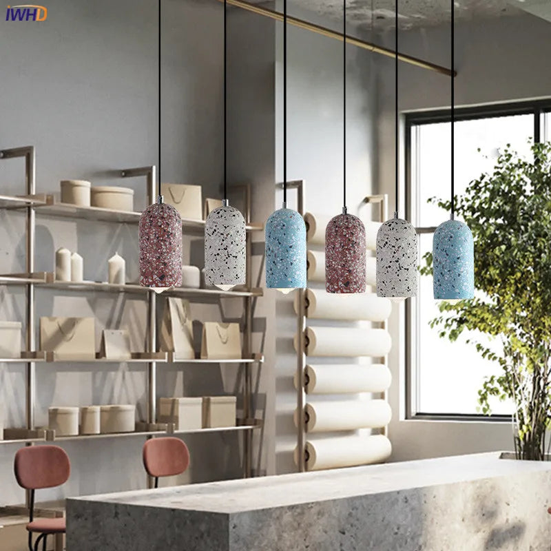 Modern nordic cement pendant light for bright interiors - vue 5 sur 9