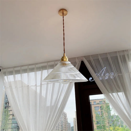 Modern loft LED pendant light in glass and brass