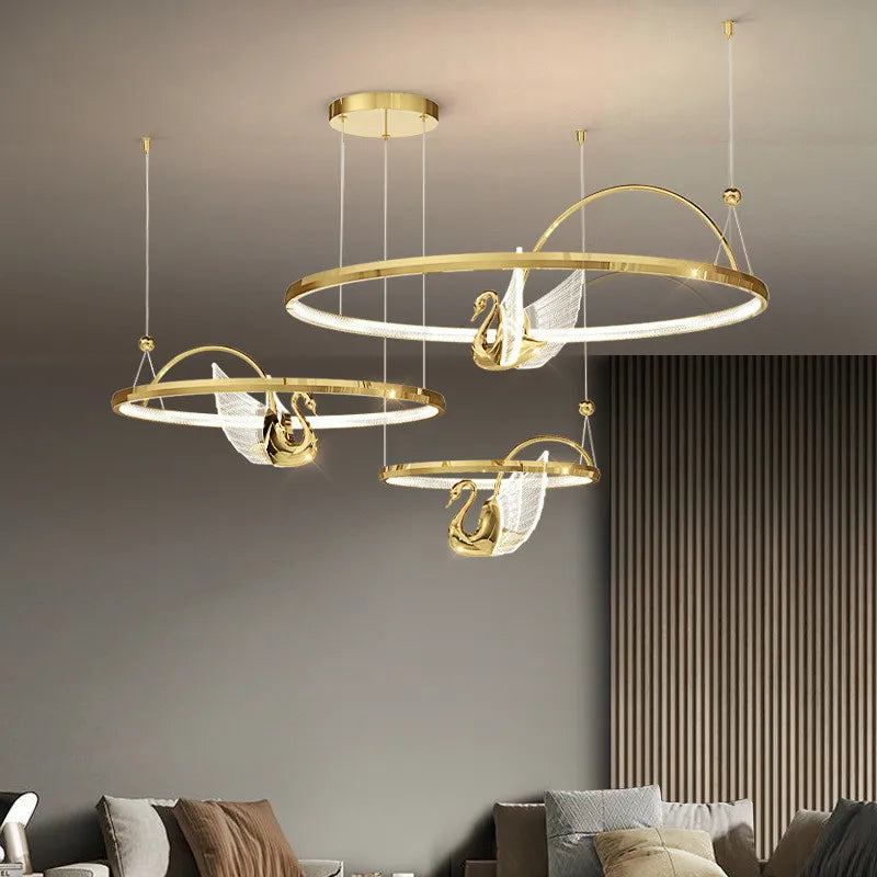 Modern dimmable pendant light swan design