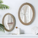 hand-woven Japanese rattan mirror for modern decor
