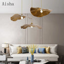 Creative iron pendant light with Chinese lotus design for home decor