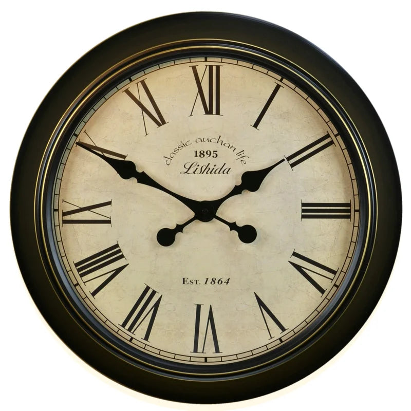 retro silent wall clock shabby chic style home decor - vue 16 sur 24