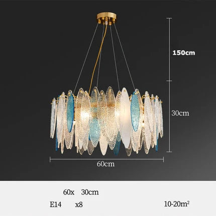 Art Deco LED chandelier in iron and glass with elegant design for modern lighting - vue 20 sur 25