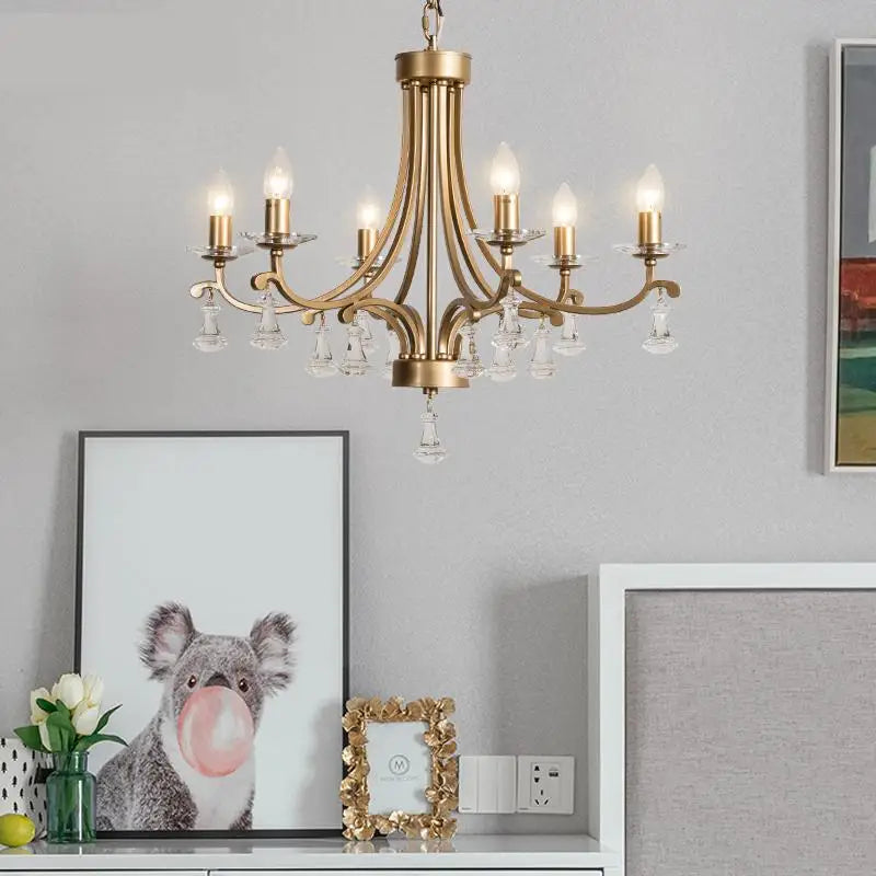 Gold crystal chandelier modern high-end lighting - vue 5 sur 10