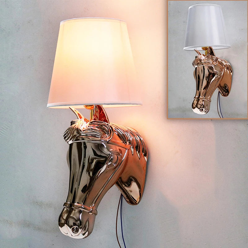 European style horse wall light for living room hotel foyer