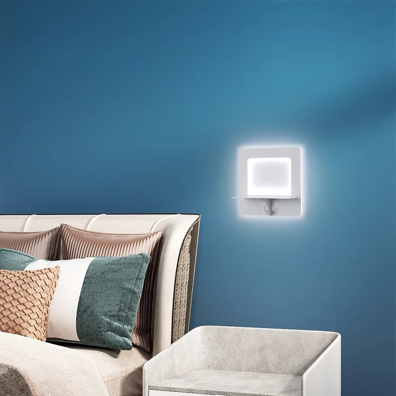 Modern LED wall lamp with energy-saving nordic shelf