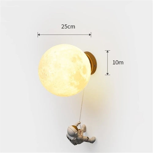 Modern astronaut wall light for children's bedside with star and moon decor - vue 5 sur 18
