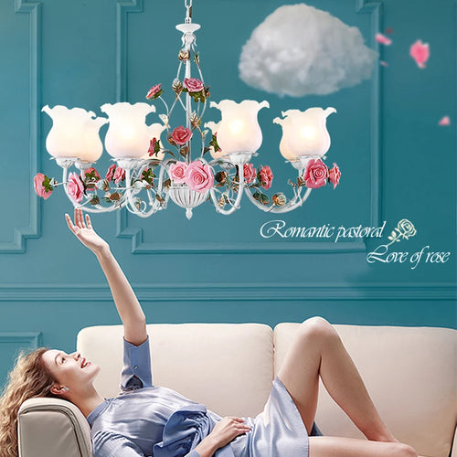 Romantic nordic chandelier with mediterranean flowers and herbs princess - vue 2 sur 12