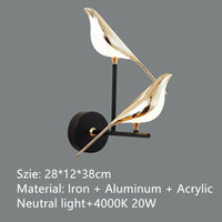 Gold plated modern adjustable novelty bird LED pendant light