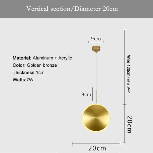 Round gold metal pendant light with ufo design - vue 10 sur 12