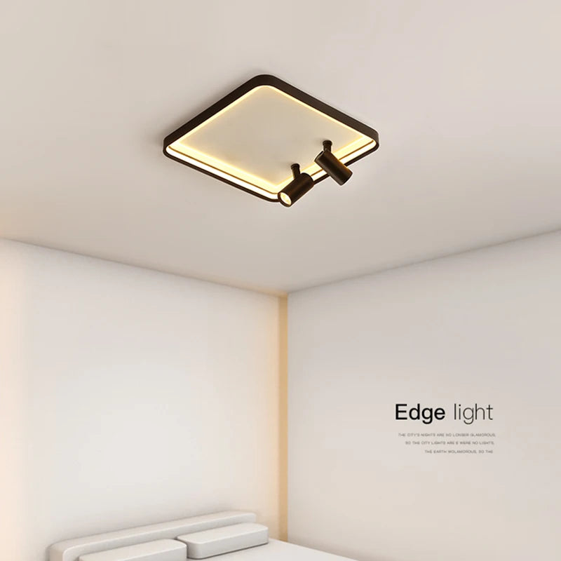 Modern LED ceiling light for living room, bedroom, indoor round, square or rectangular surface mounted lighting - vue 4 sur 16