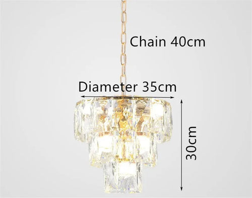 Round gold steel chandelier with crystal and interior LED lighting - vue 7 sur 9