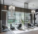 Modern aluminium chandeliers with chain and LED tassels