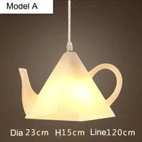 Resin pendant light with teacup and teapot