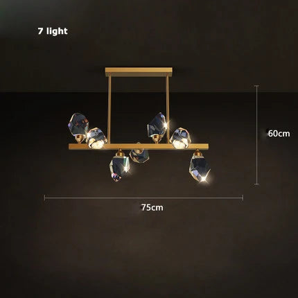 Crystal and copper art deco modern design chandelier - vue 11 sur 22