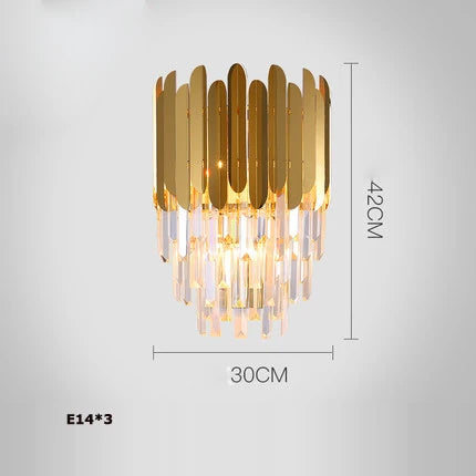 Art deco crystal chandelier in stainless steel with LED lighting - vue 10 sur 19