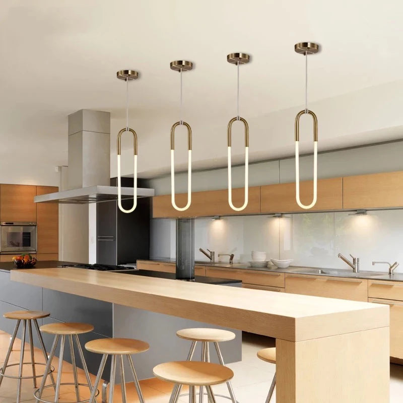 Nordic U shape LED decorative modern pendant light - vue 4 sur 8