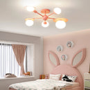 Nordic children's chandelier with glass shade and cartoon LED