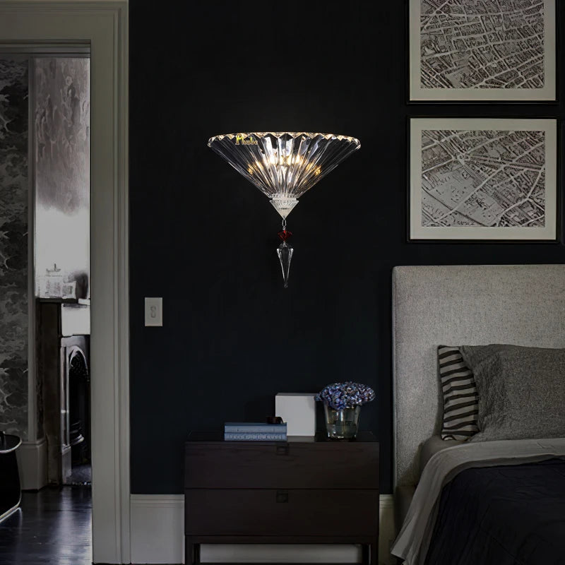Modern crystal wall light with mirror