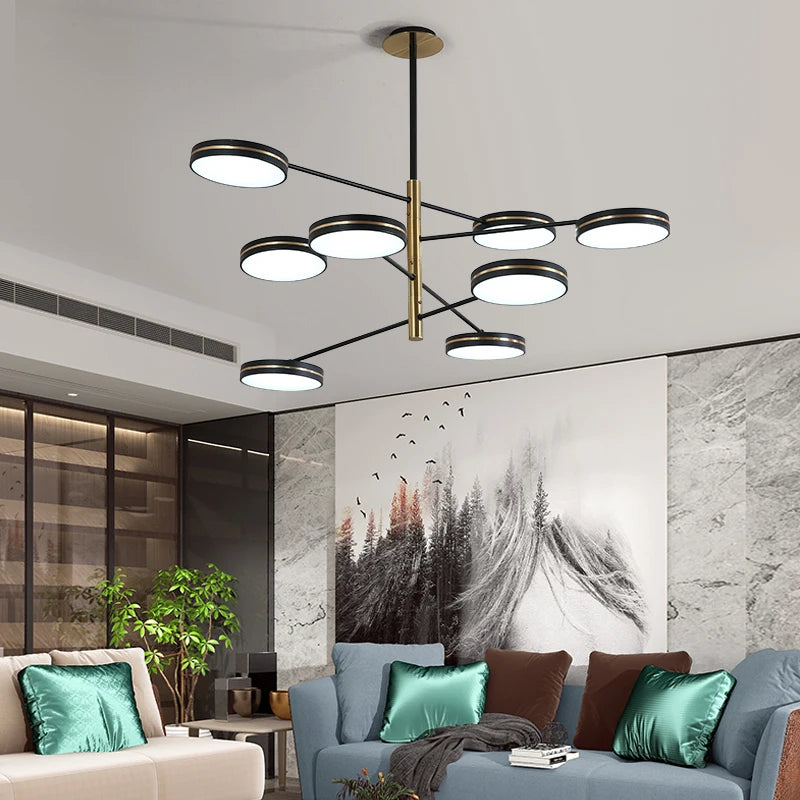Modern LED chandelier with pipe design for indoor decoration