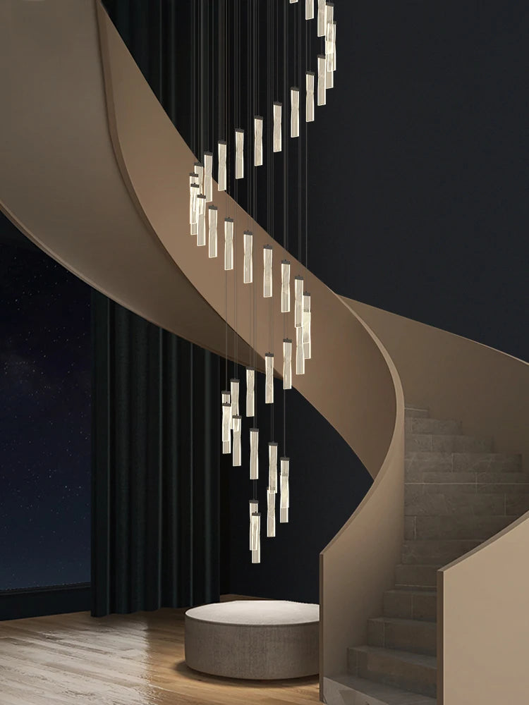 Modern long spiral design lamp for indoor hotel and hall