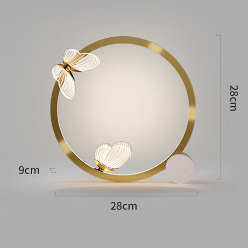 Gold metallic butterfly LED table lamp - vue 9 sur 8
