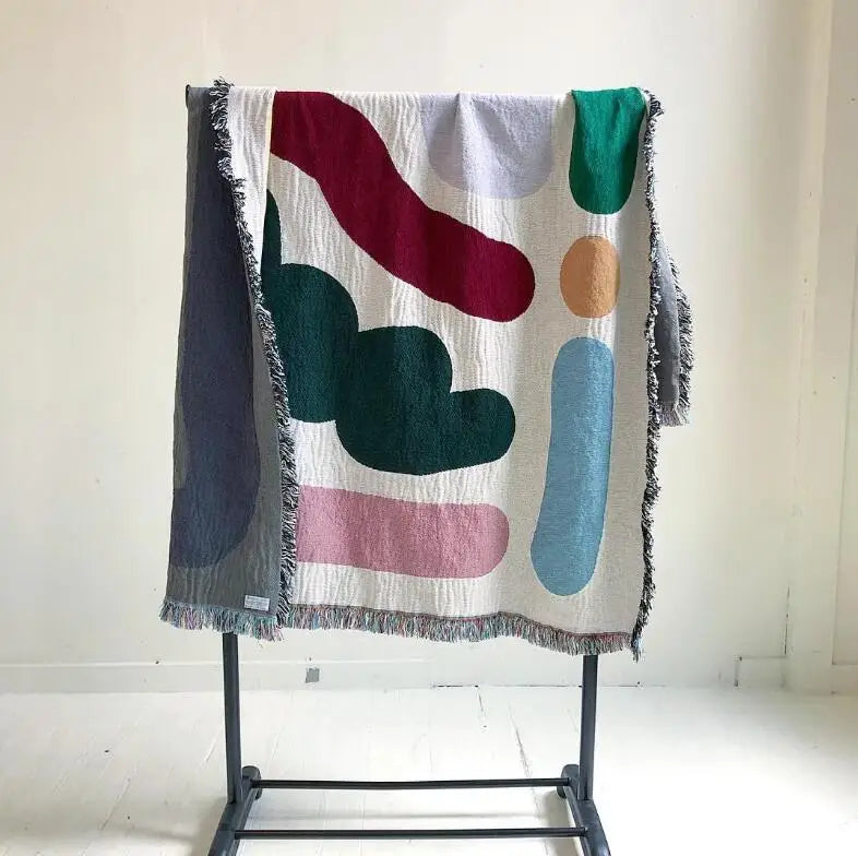 Striped cotton throw bohemian style for living room and travel