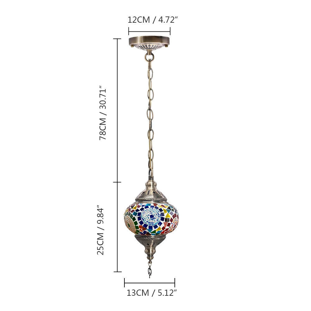 Handmade Turkish mosaic glass pendant light Mediterranean decoration - vue 15 sur 27