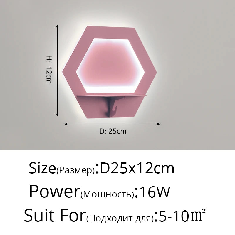 Modern LED wall lamp with energy-saving nordic shelf